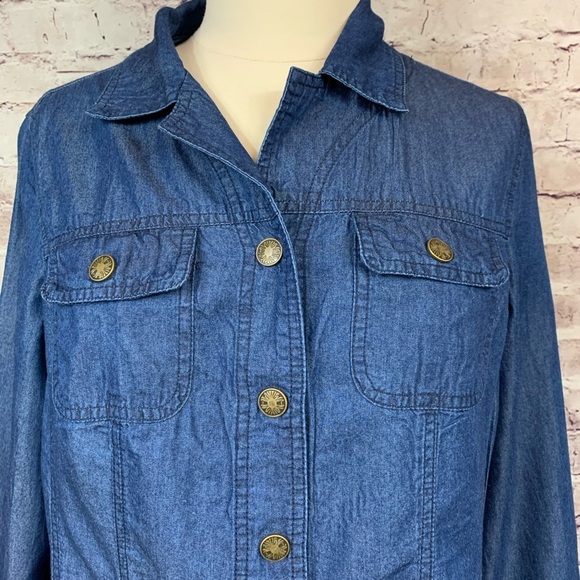 Dress Barn Womens Blue Snap Front Denim Jacket - Picture 2 of 12